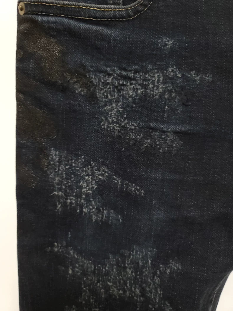 Saint Laurent Distressed Paint Denim Pants