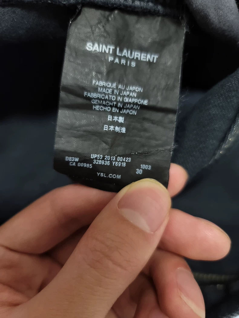 Saint Laurent Distressed Paint Denim Pants