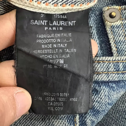 Saint Laurent Distressed Slim Fit Jeans