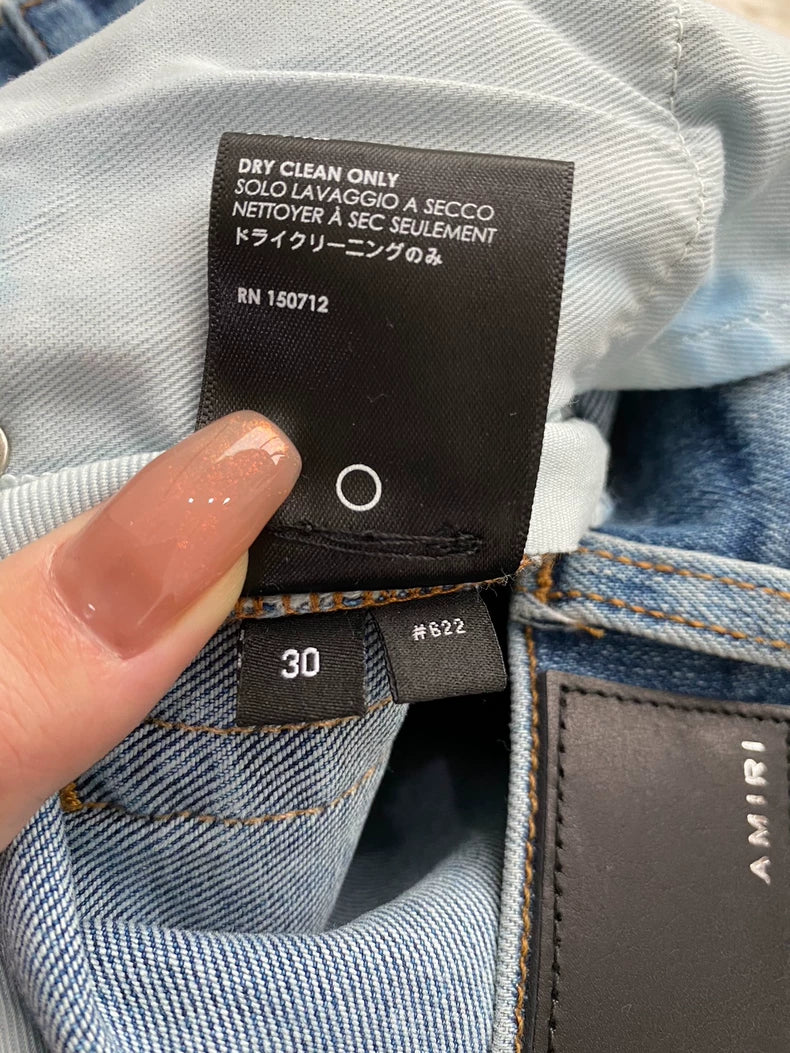 Amiri Distressed Blue Denim Pants