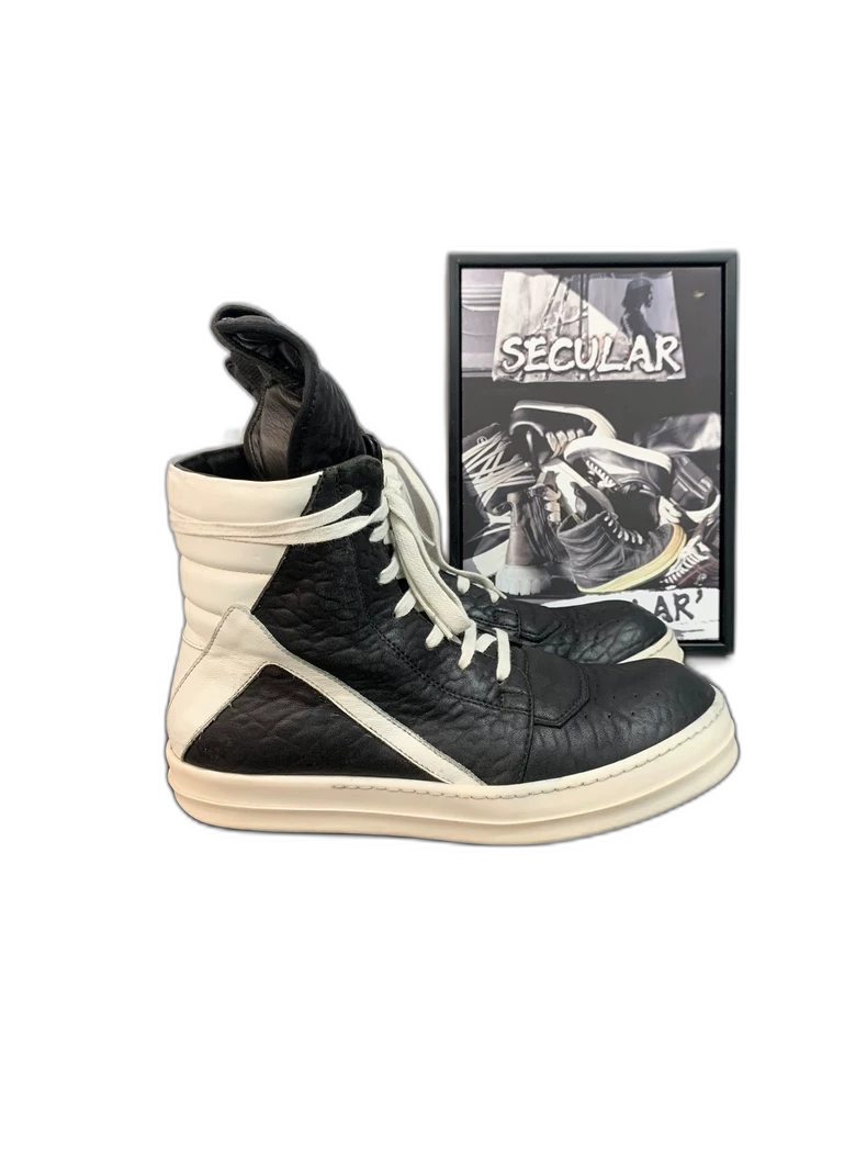 Rick Owens Geobasket Sneakers in Black White-yf