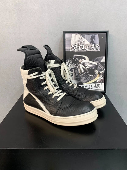 Rick Owens Geobasket Sneakers in Black White-yf