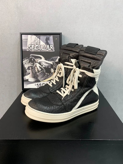Rick Owens Geobasket Sneakers in Black White-yf