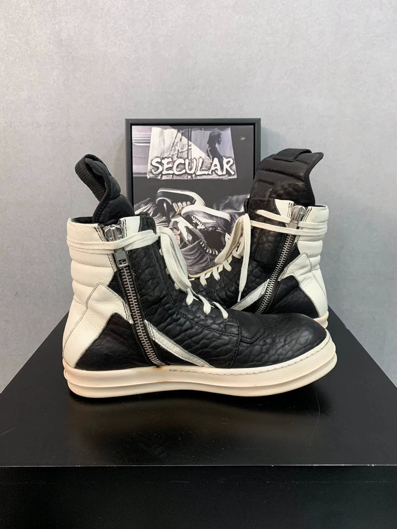 Rick Owens Geobasket Sneakers in Black White-yf