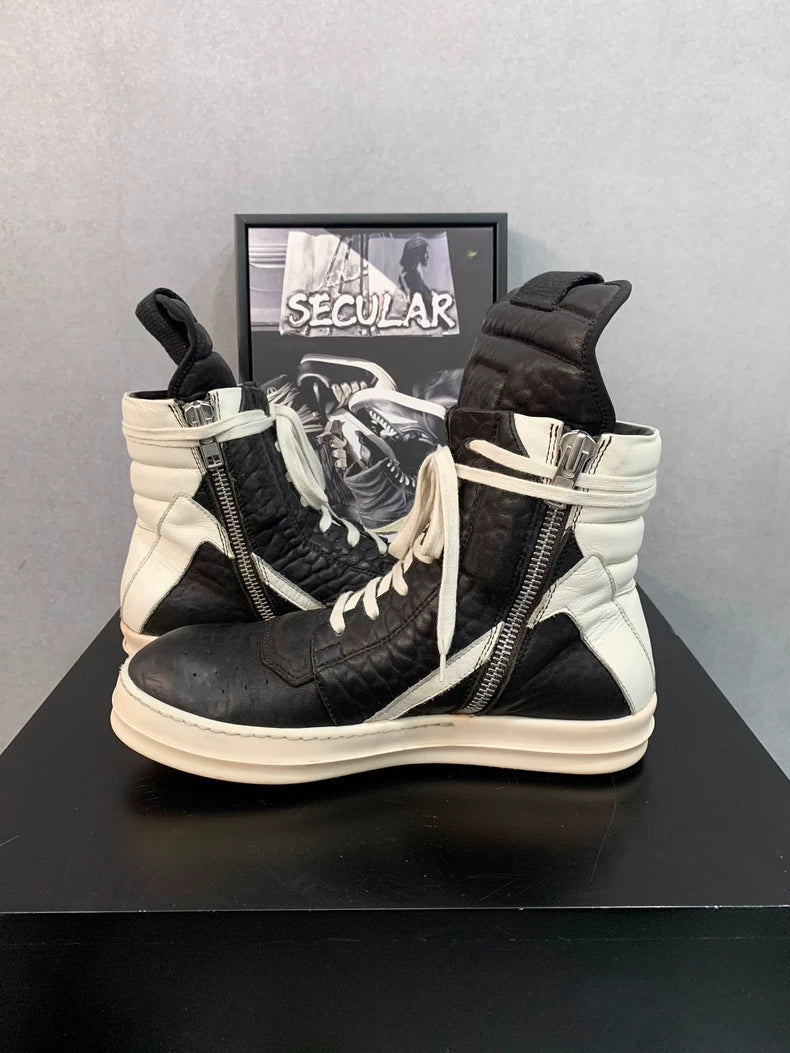 Rick Owens Geobasket Sneakers in Black White-yf