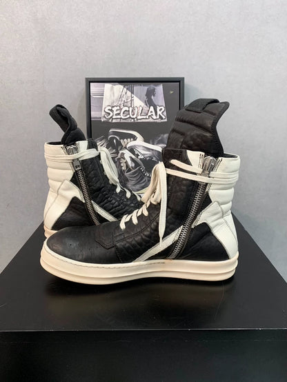 Rick Owens Geobasket Sneakers in Black White-yf