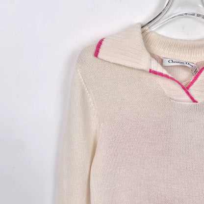 Christian Dior Cream Cashmere Knit Sweater