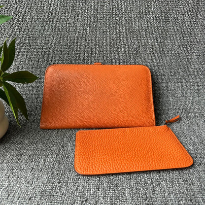 Hermes Dogon Duo Wallet in Feu Orange
