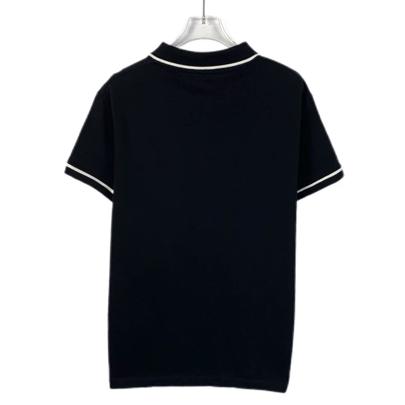 Black Celine Logo Embroidered Cotton Polo