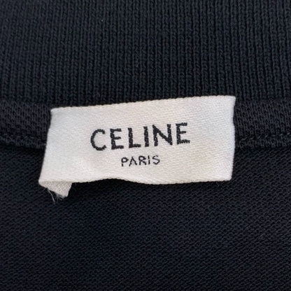 Black Celine Logo Embroidered Cotton Polo