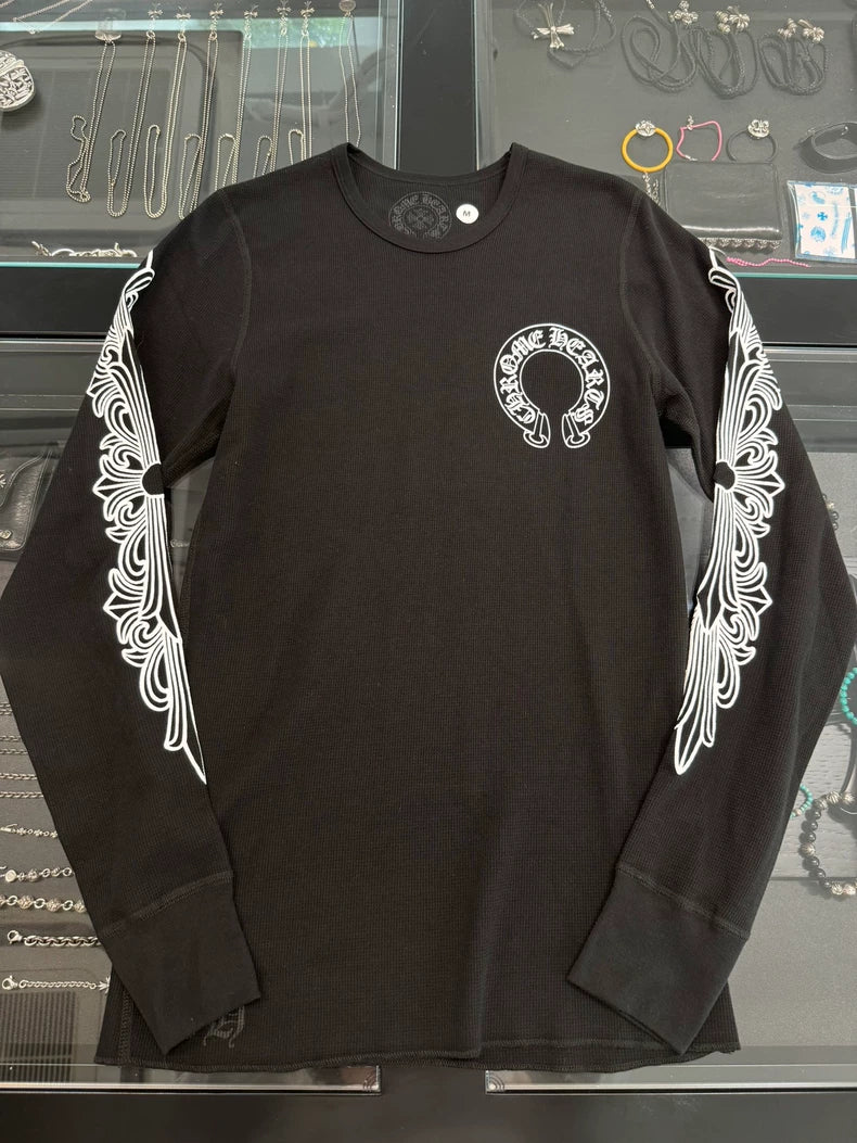 Chrome Hearts Black Waffle Long Sleeve Top-yf