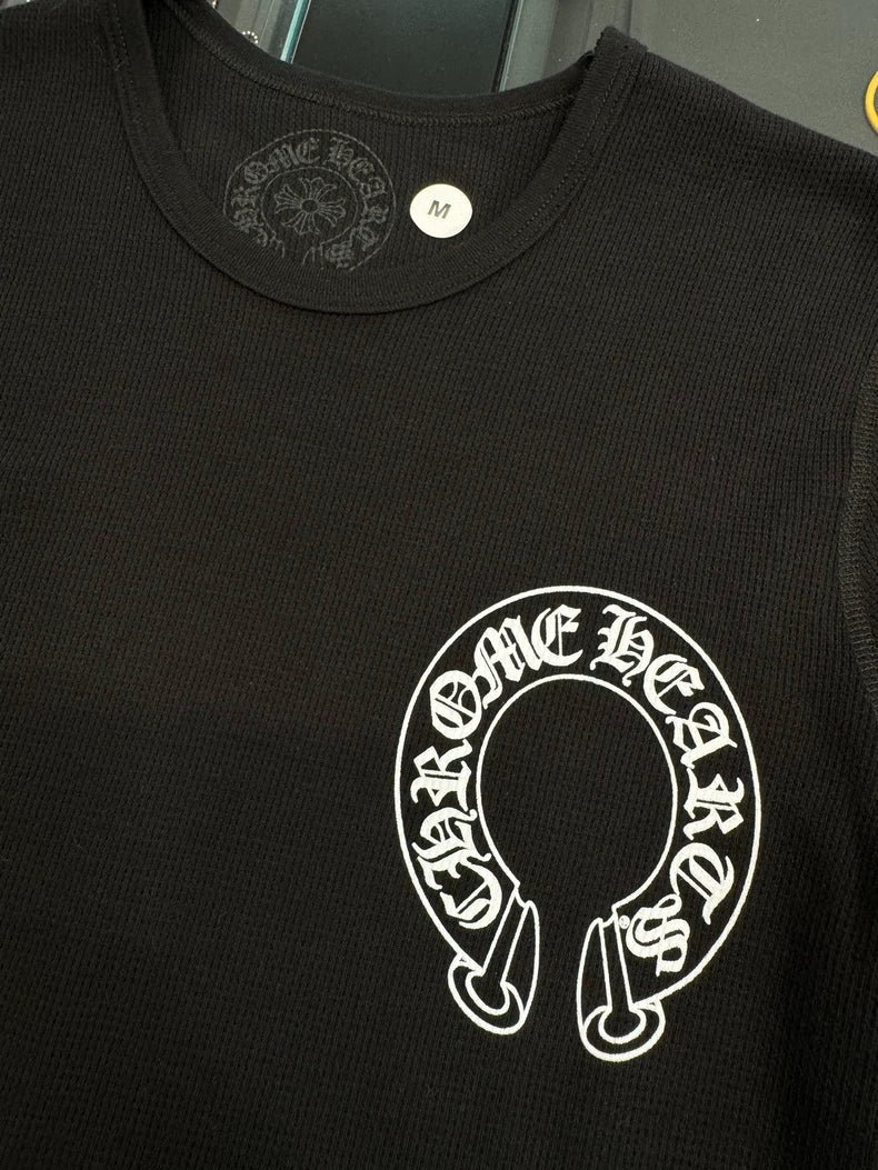 Chrome Hearts Black Waffle Long Sleeve Top-yf