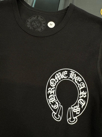 Chrome Hearts Black Waffle Long Sleeve Top-yf