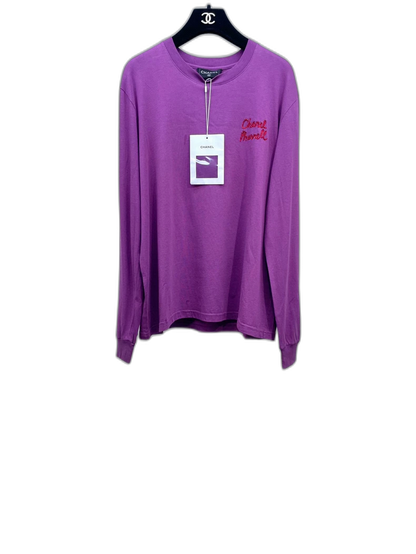 Chanel Purple Long Sleeve Letter T-shirt