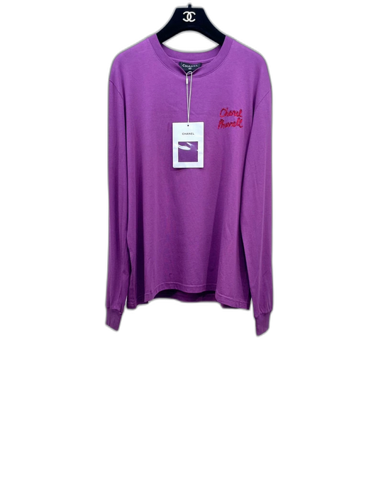 Chanel Purple Long Sleeve Letter T-shirt