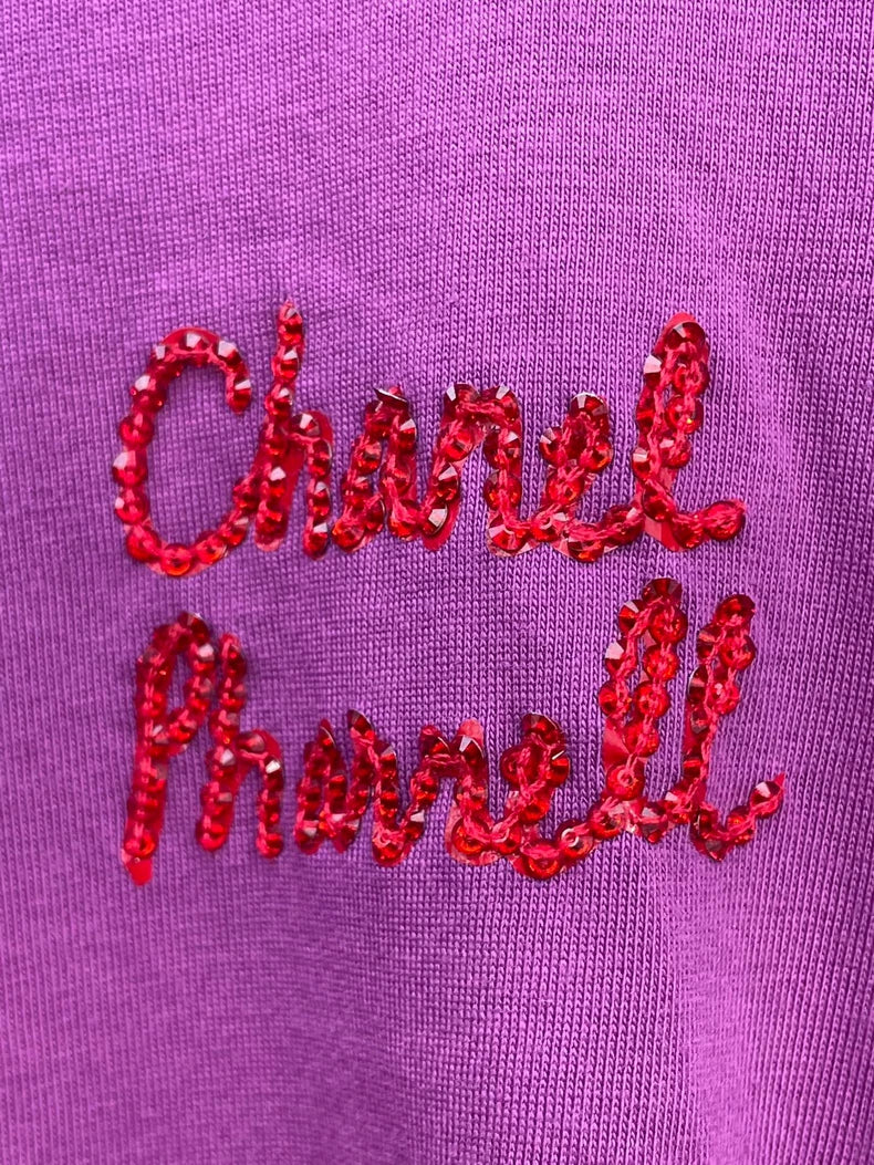 Chanel Purple Long Sleeve Letter T-shirt