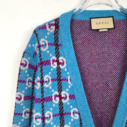 Gucci Blue Double G Knit Cardigan M