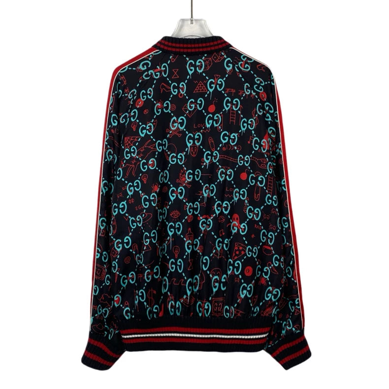 Gucci Black Logo Print Silk Jacket