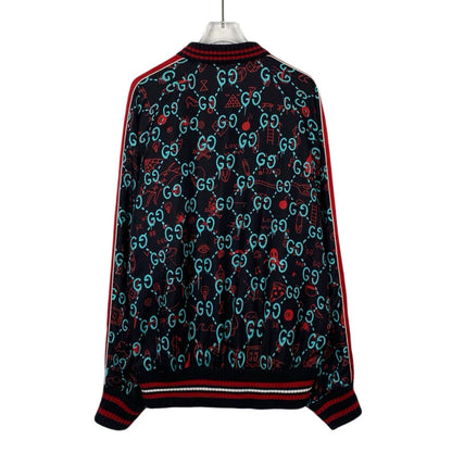 Gucci Black Logo Print Silk Jacket