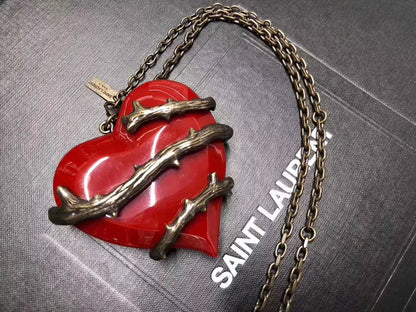 Saint Laurent Heart Necklace with Chain