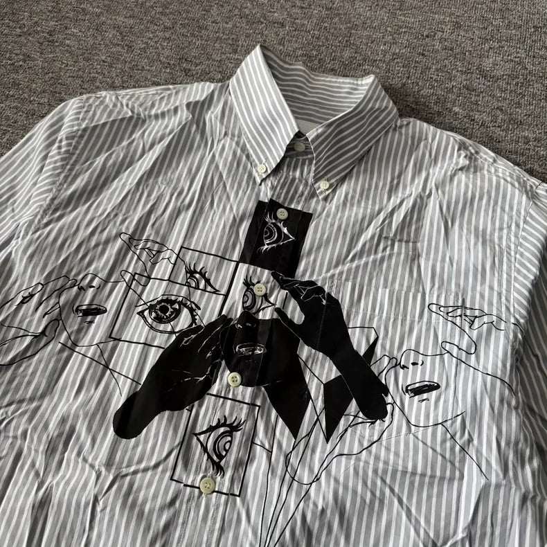 Prada Striped Cartoon Long Sleeve Shirt
