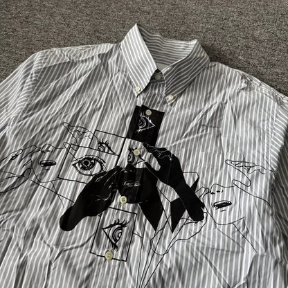Prada Striped Cartoon Long Sleeve Shirt