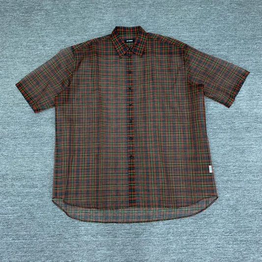 RAF SIMONS Red Plaid Short Sleeve Shirt
