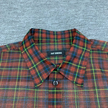 RAF SIMONS Red Plaid Short Sleeve Shirt