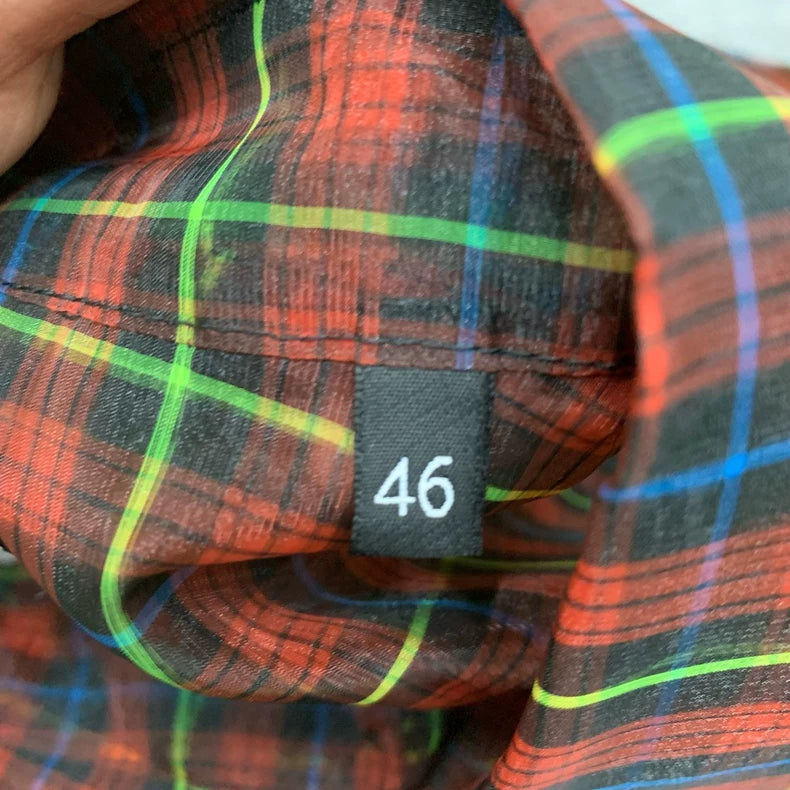 RAF SIMONS Red Plaid Short Sleeve Shirt