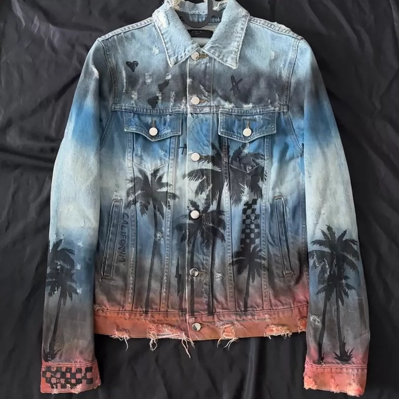 Amiri Palm Denim Trucker Jacket