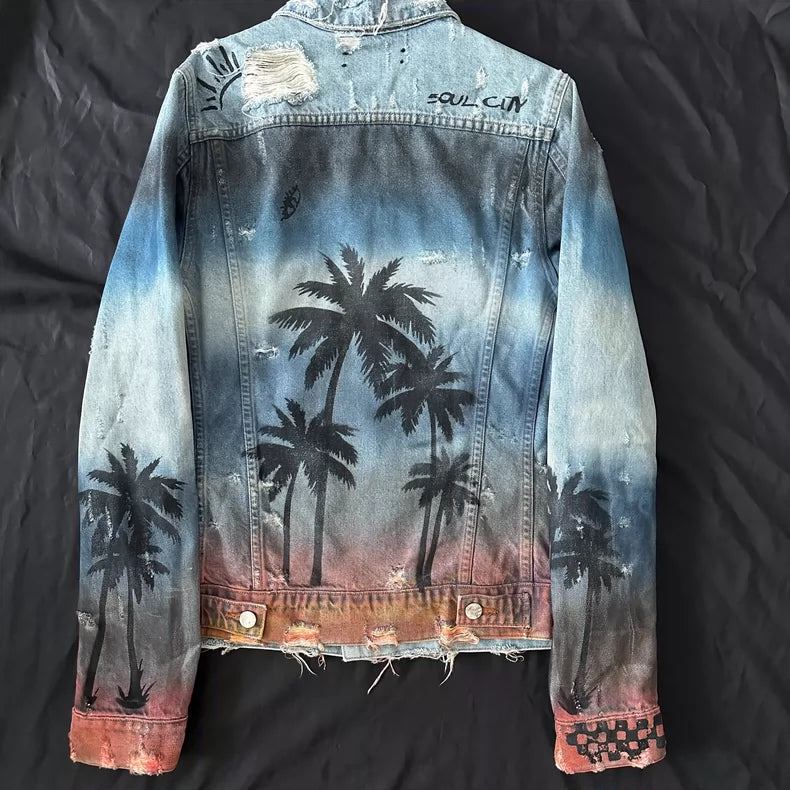 Amiri Palm Denim Trucker Jacket
