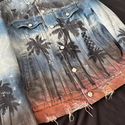 Amiri Palm Denim Trucker Jacket