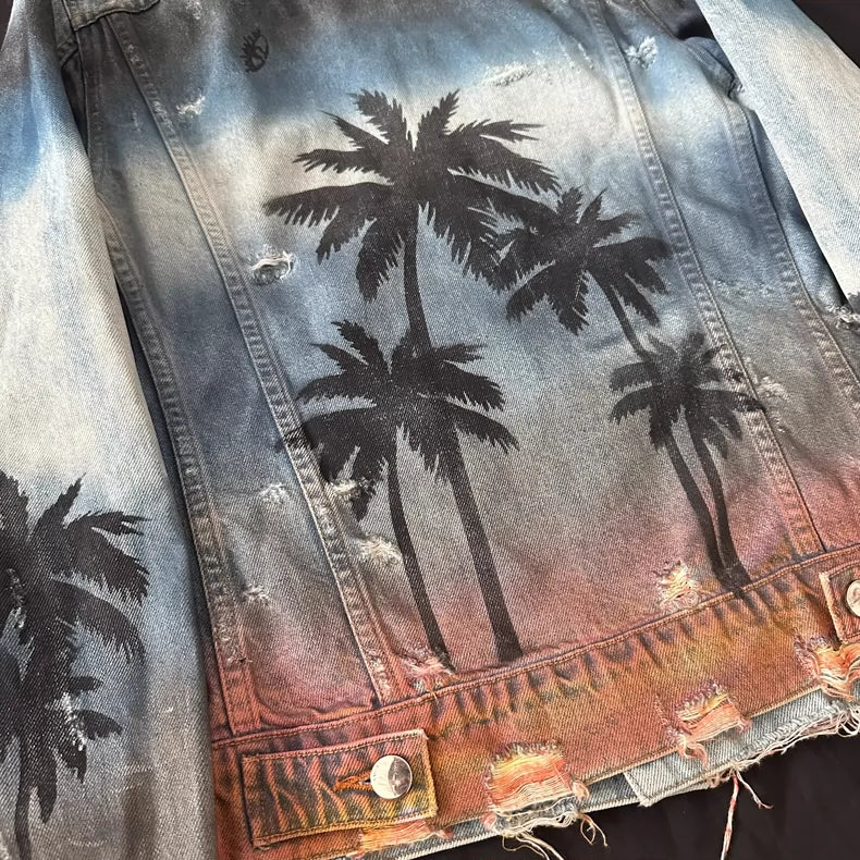 Amiri Palm Denim Trucker Jacket