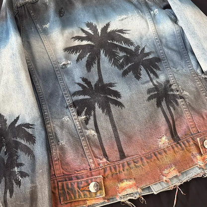 Amiri Palm Denim Trucker Jacket