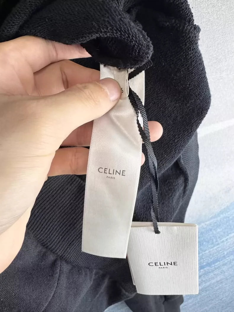 Celine Black Letter Hooded Zip Jacket