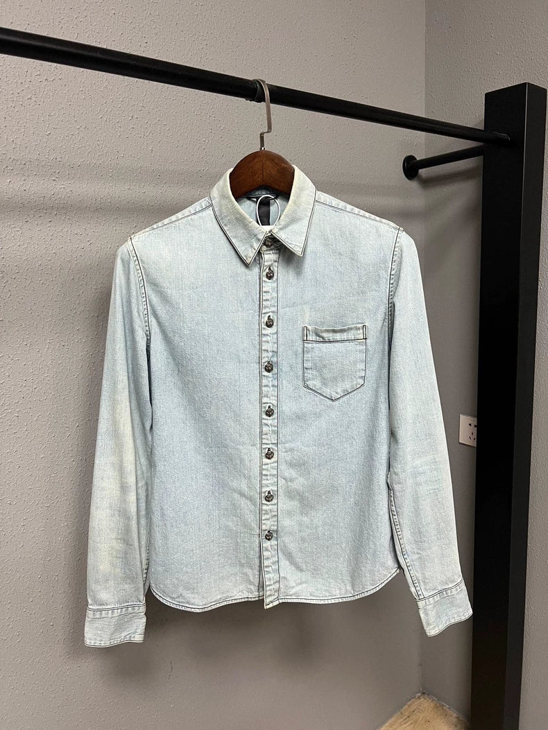 Chrome Hearts Leather Cross Denim Shirt-yf