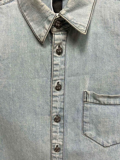 Chrome Hearts Leather Cross Denim Shirt-yf