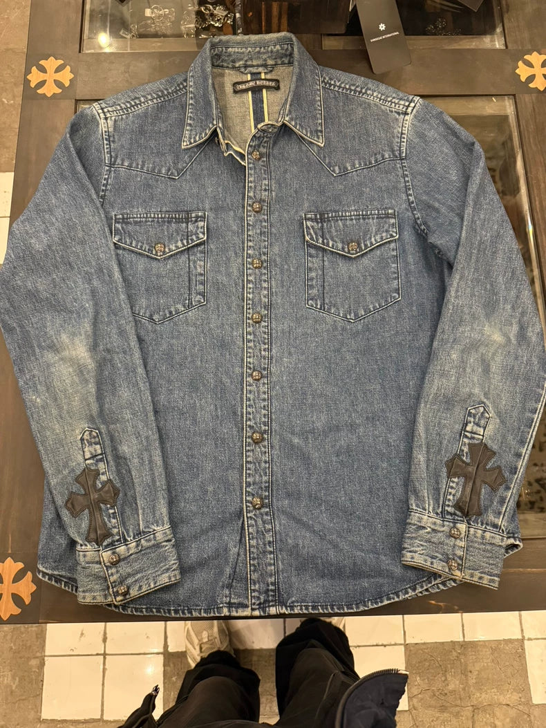 Chrome Hearts Denim Shirt with Leather Details