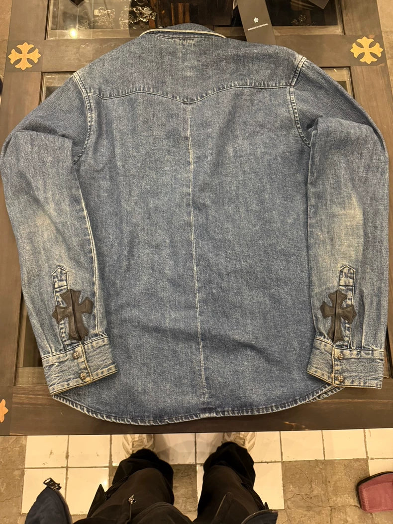 Chrome Hearts Denim Shirt with Leather Details