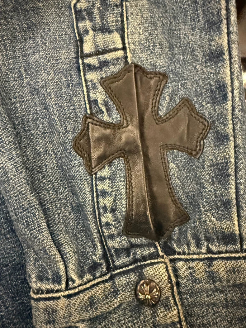 Chrome Hearts Denim Shirt with Leather Details