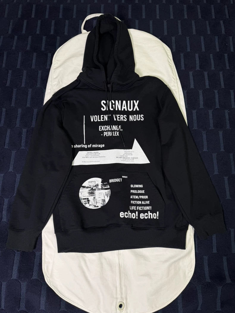 Prada Black Graphic Print Hoodie