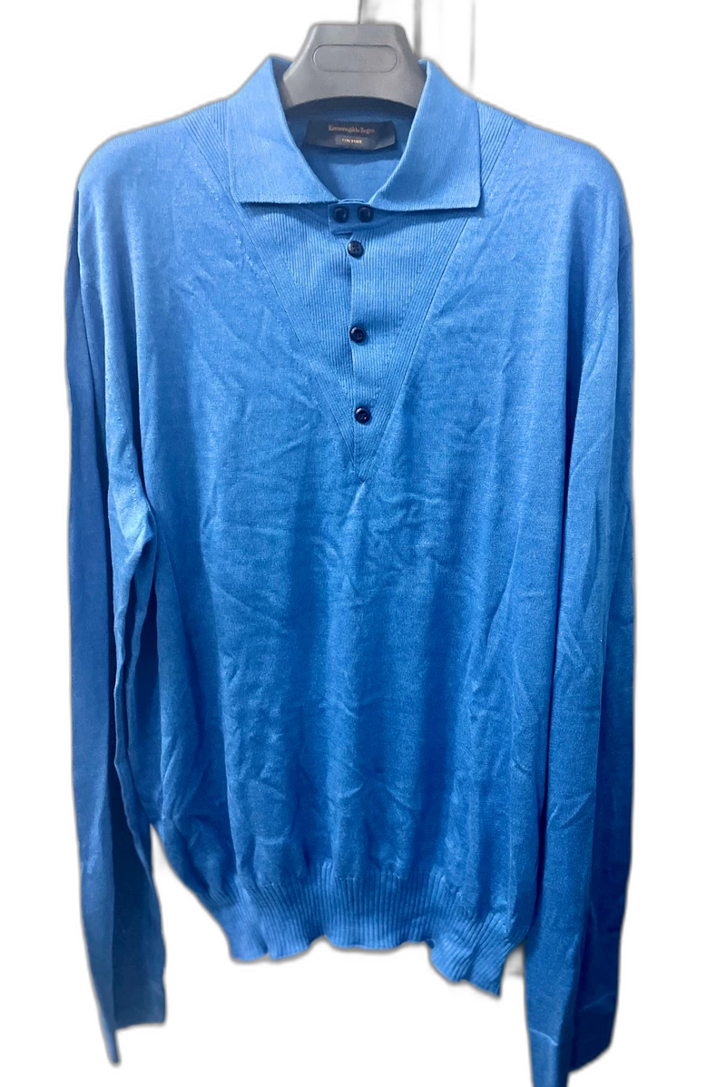 Ermenegildo Zegna Long Sleeve Polo Knit Shirt