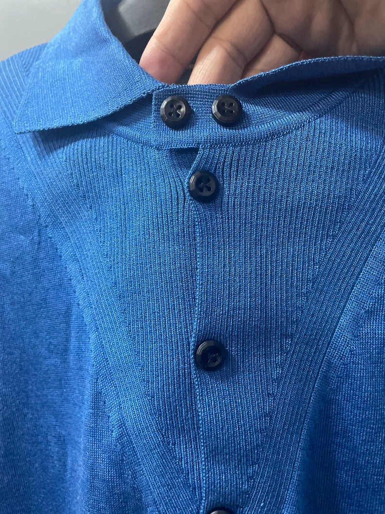 Ermenegildo Zegna Long Sleeve Polo Knit Shirt