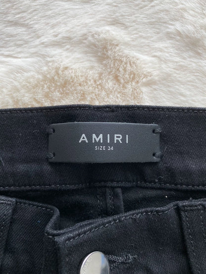 Amiri Black Leather MX1 Denim Pants