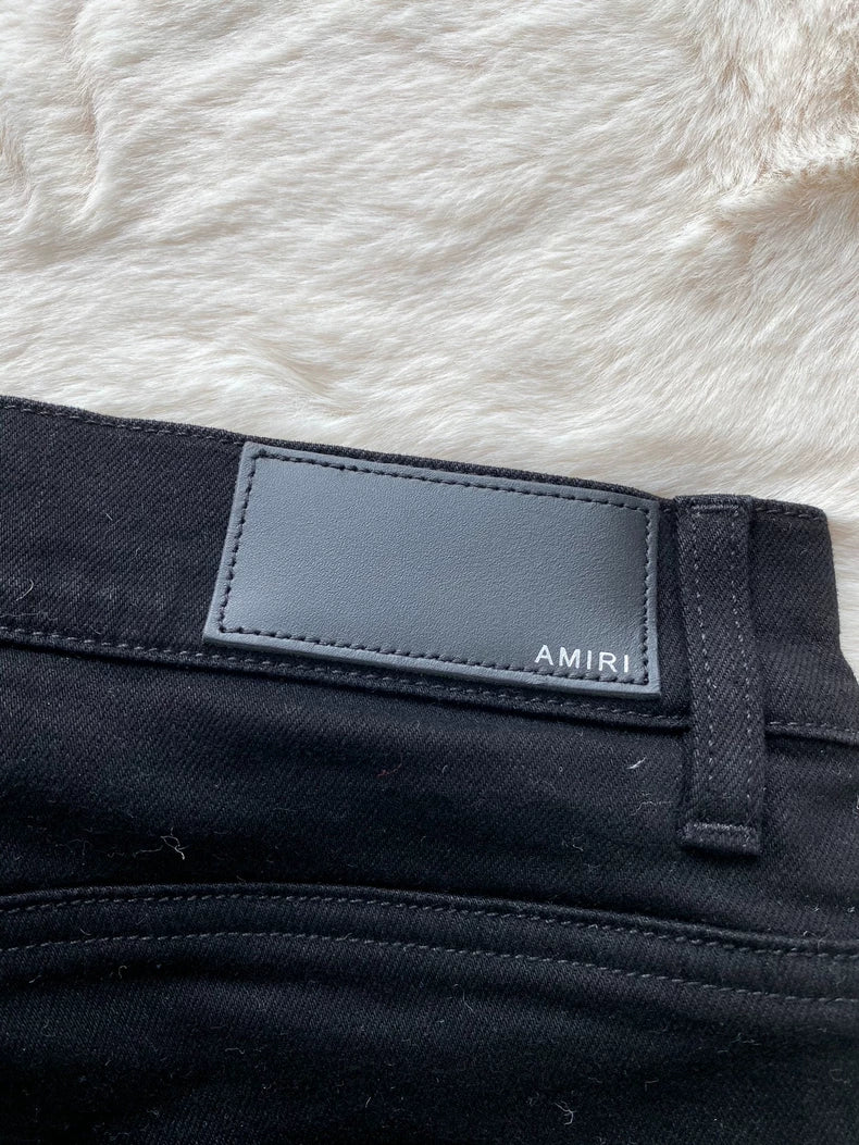 Amiri Black Leather MX1 Denim Pants
