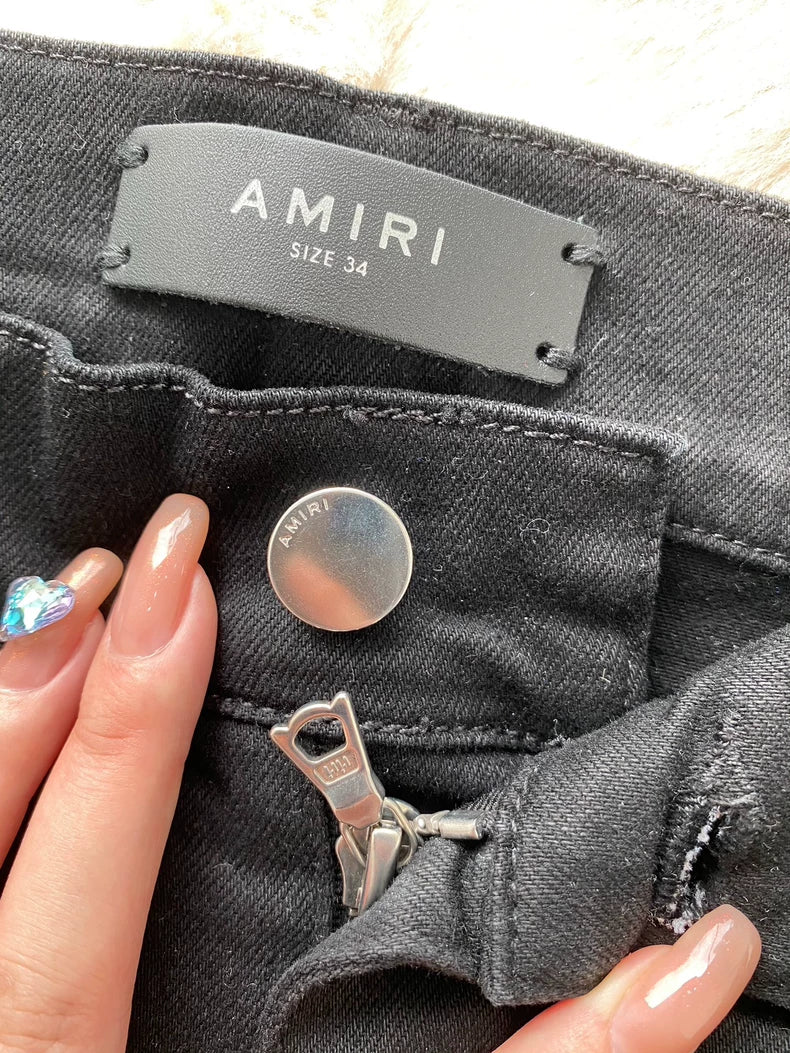 Amiri Black Leather MX1 Denim Pants