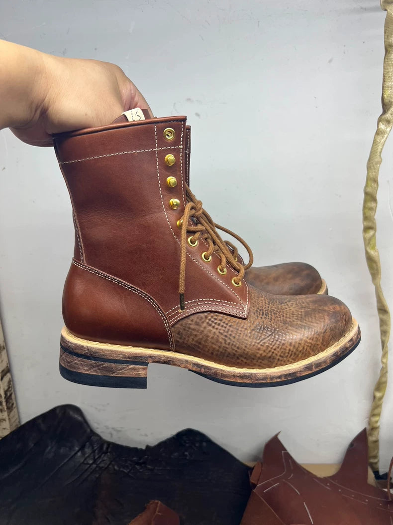 VISVIM Battalion Boots in Brown and Black