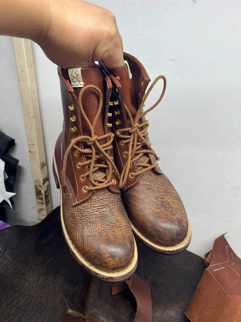 VISVIM Battalion Boots in Brown and Black