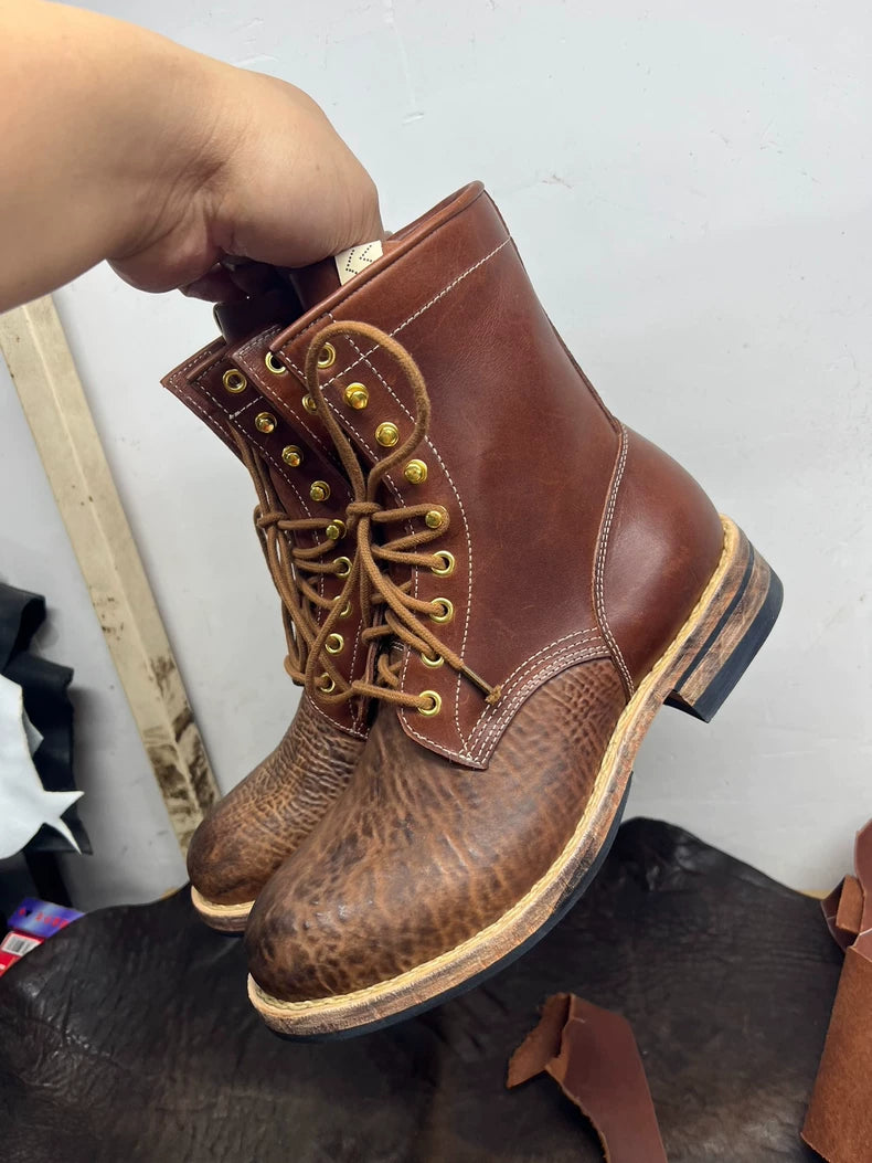 VISVIM Battalion Boots in Brown and Black