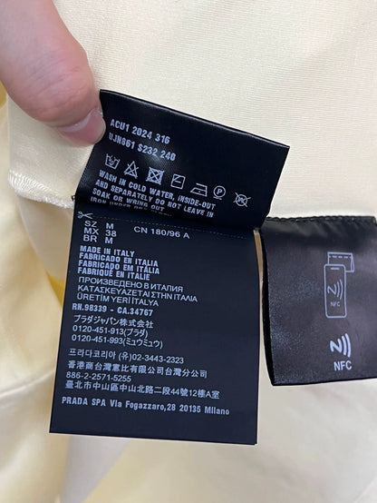 Prada Beige Triangle Logo Short-Sleeve Tee-yf